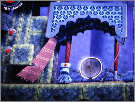 Continue running, go past the checkpoint and pick up the Pink Straw - The Temples - Great Magicians Palace - The Temples - LittleBigPlanet - Game Guide and Walkthrough