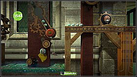 Jump up and grab the key by pulling up on the grappling hook - Gripple Grapple - Da Vinci's Hideout - LittleBigPlanet 2 - Game Guide and Walkthrough