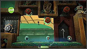 Behind the pendulum and another big wheel there's a checkpoint - behind it, on a platform there are three items (one hidden, you need to get onto the platform on the further layer) - Gripple Grapple - Da Vinci's Hideout - LittleBigPlanet 2 - Game Guide and Walkthrough