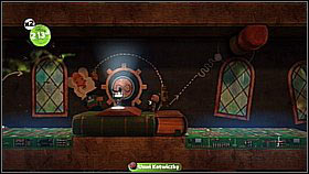 After being launched from the cannon and landing, firstly head right, collect the key and items hidden behind the books - Bravery Test - Da Vinci's Hideout - LittleBigPlanet 2 - Game Guide and Walkthrough