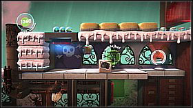After collecting the bubbles, take one more piece of jam and throw it into the switch in the last compartment - Runaway Train - Victoria's Laboratory - LittleBigPlanet 2 - Game Guide and Walkthrough