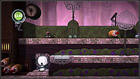 Tall enemies with moveable heads will cross your way again - destroy them with cake (hitting the weak point around the occiput) and climb up - Brainy Cakes - Victoria's Laboratory - LittleBigPlanet 2 - Game Guide and Walkthrough