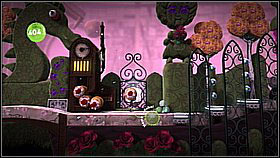 Behind the next cakes stove you'll have a chance to get more bubbles - they're floating beside the hedge - Brainy Cakes - Victoria's Laboratory - LittleBigPlanet 2 - Game Guide and Walkthrough