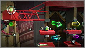 In the early phase of the level, some of the items are placed very high - you need to move along the highest platforms and swing on sponges - Fowl Play - The Factory of a Better Tomorrow - LittleBigPlanet 2 - Game Guide and Walkthrough