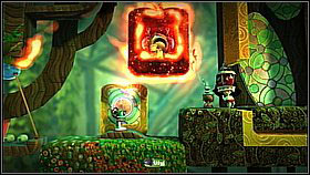 Extinguish the burning fragments of the jungle using the right analog stick and R1 [1] and afterwards ride down the elevator - Patients Are a Virtue - Eve's Asylum - LittleBigPlanet 2 - Game Guide and Walkthrough