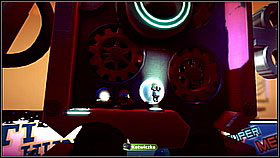 Jump between the legs and bounce off to the platform above - Where in the World is Avalon Centrifuge - The Cosmos - LittleBigPlanet 2 - Game Guide and Walkthrough