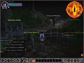 Clear the way killing both spiders (you attack an enemy by right-clicking it), then talk to Boffin again - Hobbits: A Road through the dark - Walkthrough - Lord of the Rings Online: First Steps - Game Guide and Walkthrough