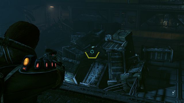 Stalkers lurk in a dead courtyard - look down upon trunks, crates and boxes - Albino Taarkas - Collectibles - Lost Planet 3 - Game Guide and Walkthrough