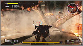 When you manage to make the spider fall down, attack the large weak spot on its back - Mission 9 - Walkthrough - Lost Planet: Extreme Condition - Game Guide and Walkthrough