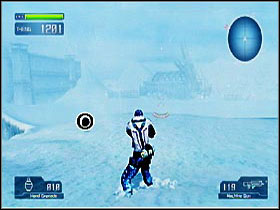 On the snowplane (look closely at the screenshot to imagine the accurate location, it's near the cliff to the left of the field) - Target Marks: Mission 3 - Target Marks - Lost Planet: Extreme Condition - Game Guide and Walkthrough