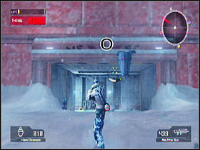 Above the hanger gate just before the boss fight - Target Marks: Mission 7 - Target Marks - Lost Planet: Extreme Condition - Game Guide and Walkthrough