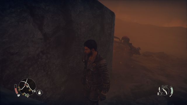 By hiding between large rocks you can safely wait until the storm ends. - Storm - Information about the game world - Mad Max - Game Guide and Walkthrough