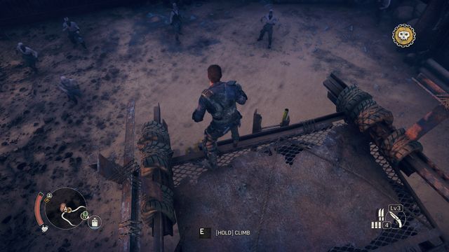 Instead of jumping down, wait and eliminate the climbing enemies, one after another. - Dry Gustie - Jeets Territory - maps - Mad Max - Game Guide and Walkthrough