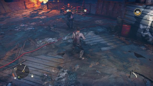 Performing a dodge will give you a moment to attack the unprotected back of the boss. - Blackmaws - Jeets Territory - maps - Mad Max - Game Guide and Walkthrough