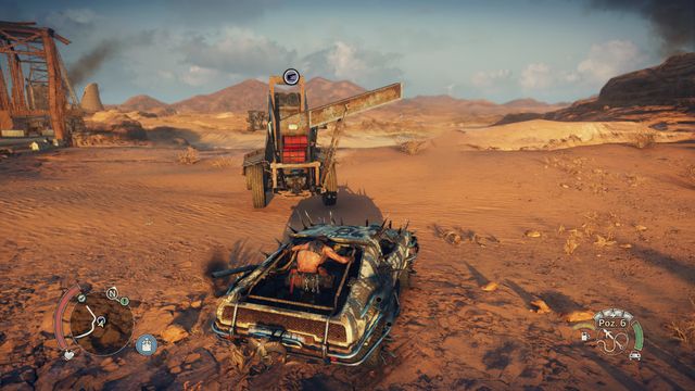 Uncover the tank and then destroy the barrels. - Wailing Wind - Pink Eyes Territory - maps - Mad Max - Game Guide and Walkthrough