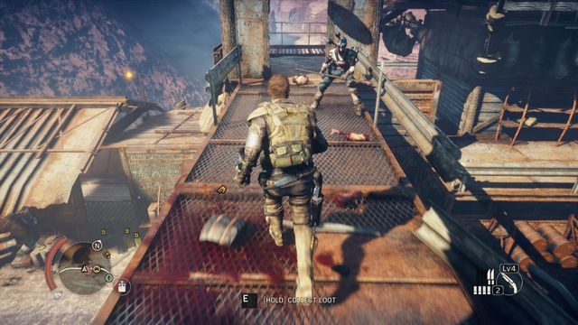 Enemies throwing Thundersticks are located at the bridge, above the battle arena. - Grandrise - Pink Eyes Territory - maps - Mad Max - Game Guide and Walkthrough