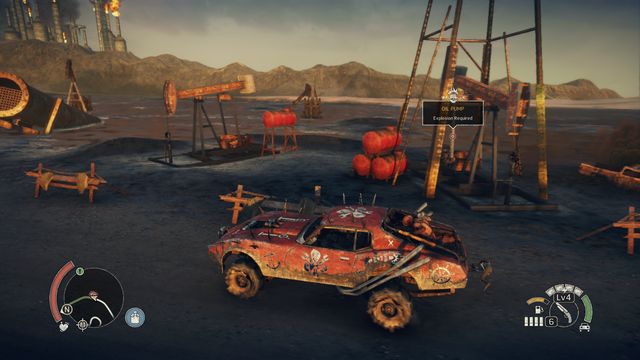 Destroy the pumps without leaving the vehicle. - The Heights - Pink Eyes Territory - maps - Mad Max - Game Guide and Walkthrough