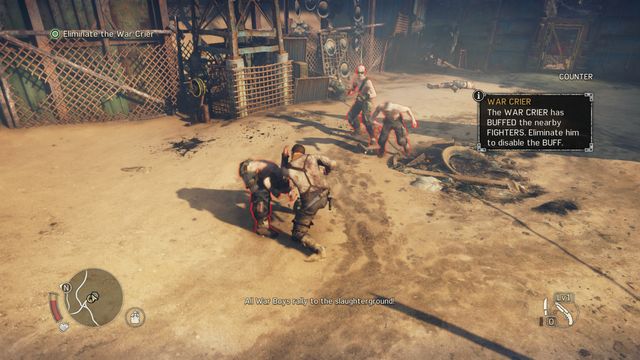 Enemies with a red aura are under the influence of the war song and they deal more damage. - Righteous Work - Story missions - Mad Max - Game Guide and Walkthrough