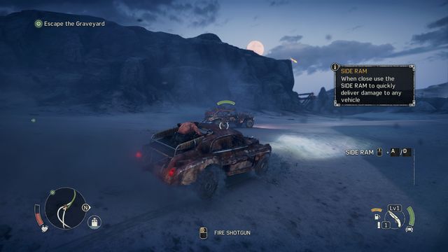 Aim at the wheels or gas tank, a single shot can eliminate enemy vehicle. - Magnum Opus - Story missions - Mad Max - Game Guide and Walkthrough