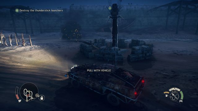 You will destroy the reinforced towers by toppling them with a harpoon. - Black Magic - Story missions - Mad Max - Game Guide and Walkthrough