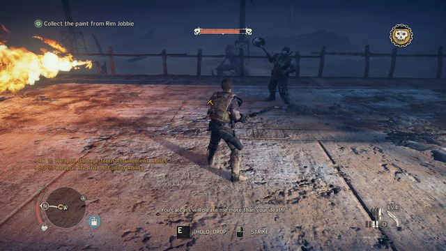 Use the weapon lying on the arena to quickly and easily eliminate the enemy. - Fumeheads Debt - Story missions - Mad Max - Game Guide and Walkthrough