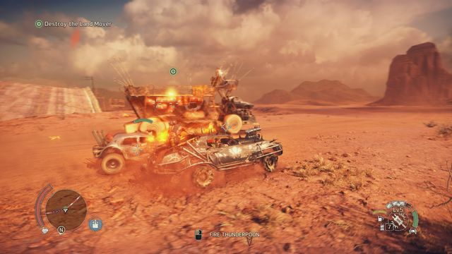 Dont bother about the vehicles driving at you, focus on quickly destroying Scrotus vehicle. - Paint My Name in Blood - Story missions - Mad Max - Game Guide and Walkthrough