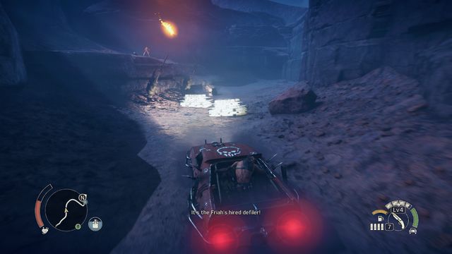 When driving under the camp, watch out for the Molotovs Cocktails. - Torch Them All - Wasteland missions - Mad Max - Game Guide and Walkthrough