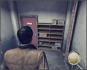 This chapter will have almost an identical beginning to the previous one, so you must put on some clothes #1 and then use the passageway leading to the garage area #2 - Chapter 5 - The Buzzsaw - p. 1 - Walkthrough - Mafia II - Game Guide and Walkthrough