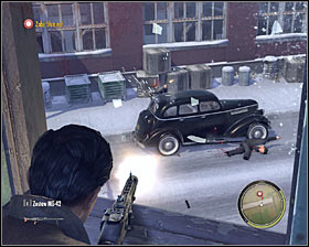 Start shooting at the gangsters as soon as you've regained control over Vito - Chapter 5 - The Buzzsaw - p. 1 - Walkthrough - Mafia II - Game Guide and Walkthrough