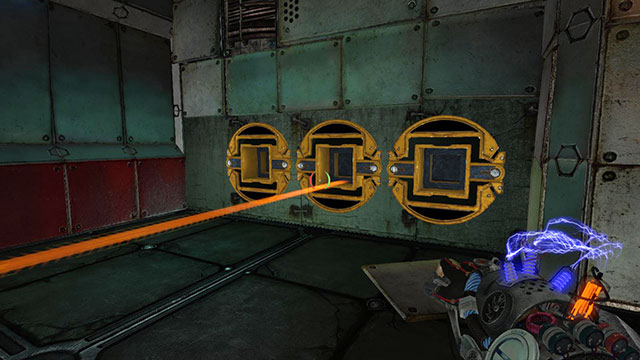 Your task is to collect three cubes and place them in the magnetic engines (screen above) - Captive - Walkthrough - Act II - Magrunner: Dark Pulse - Game Guide and Walkthrough