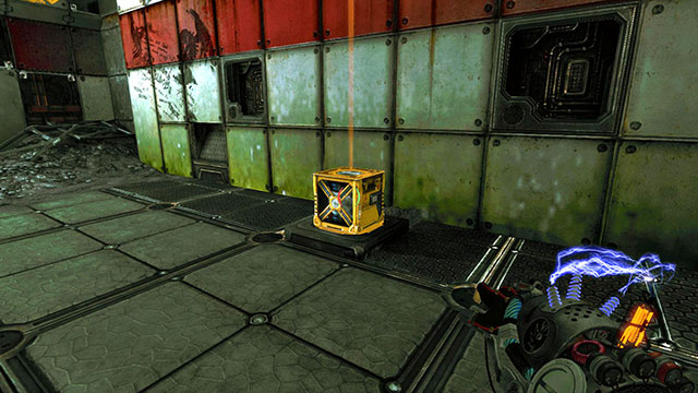 Place the cube on the marking in front of the vertical platform (screen above) - Reflection - Walkthrough - Act II - Magrunner: Dark Pulse - Game Guide and Walkthrough