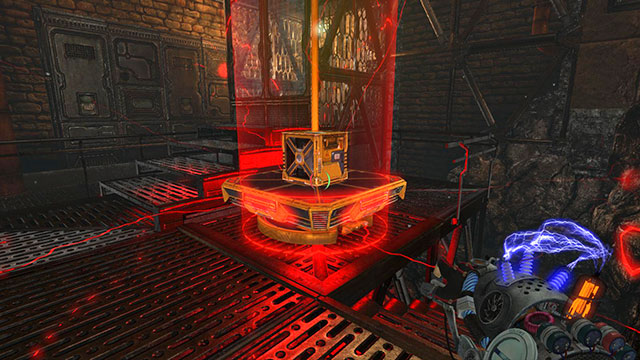 When the first module is on the ground, take a cube and place it on the vertical platform (screen above) - Overdrive - Walkthrough - Act II - Magrunner: Dark Pulse - Game Guide and Walkthrough