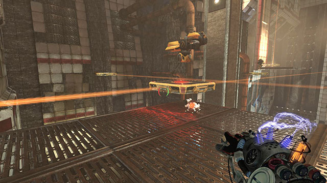 Place red next to the stairs and wait for the platform to reach it - Proving Grounds - Walkthrough - Act II - Magrunner: Dark Pulse - Game Guide and Walkthrough