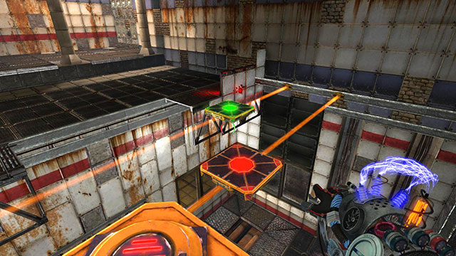 Place red Newton on the wall behind the green platform and then on wall on left - Crossroads - Walkthrough - Act II - Magrunner: Dark Pulse - Game Guide and Walkthrough
