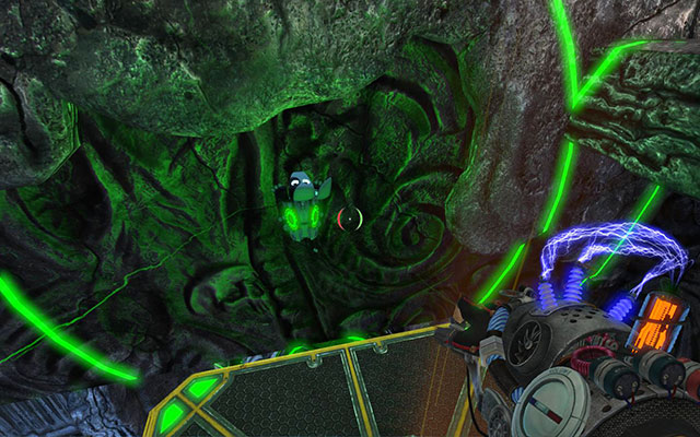 You have to wait until the third pillar hides and then set up green Newton quickly on the nearby wall to drag over the pillar (screen above) - Near Orbit - Walkthrough - Act III - Magrunner: Dark Pulse - Game Guide and Walkthrough