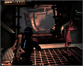 Head down to a lower level and open a door located to your right to enter a room with a lot of destroyed mechs - Walkthrough - Dossier: The Convict - Main quests - Mass Effect 2 - Game Guide and Walkthrough