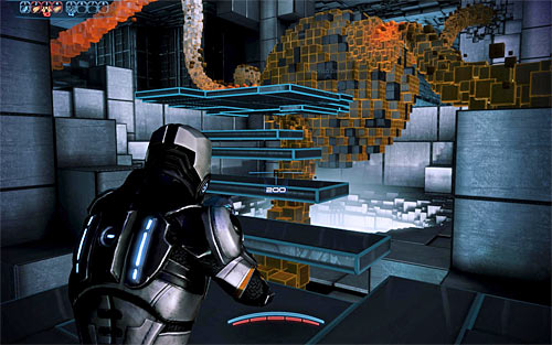 Start moving towards the second data cluster seen in the distance, using the passageway which was previously blocked by red tiles (screen above) - Rannoch: Geth Fighter Squadrons - Main quests - Mass Effect 3 - Game Guide and Walkthrough