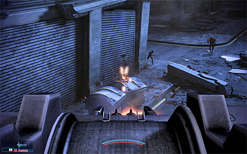 Make your way to a bridge connecting two buildings and get ready for a short action sequence which is about using a stationary turret - Priority: Earth #2 - p. 2 - Main quests - Mass Effect 3 - Game Guide and Walkthrough