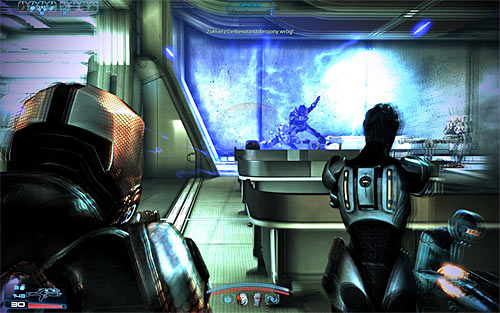 Jump over the new obstacle and look around the computer terminals room to find the tactical analysis review [20 EXP] and [SMG Heat Sink] - Grissom Academy: Emergency Evacuation - Quests outside the Citadel - Mass Effect 3 - Game Guide and Walkthrough