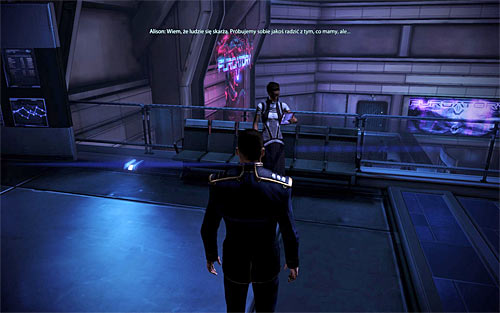 The second option is hearing Alison's conversation during one of the further visits to the Citadel in [Citadel: Purgatory Bar] - Citadel: Improved Power Grid - Small quests - Mass Effect 3 - Game Guide and Walkthrough