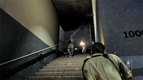 After eliminating all enemies get closer CAREFULLY to the stairs shown on the screen above and kill the last two enemies - Chapter III - p. 3 - Walkthrough - Max Payne 3 - Game Guide and Walkthrough