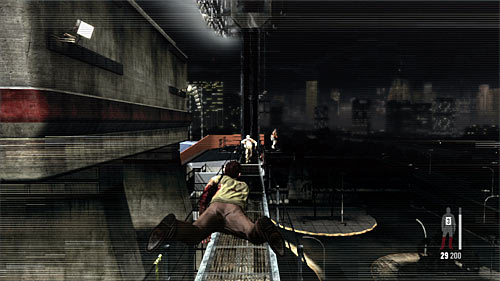 When you get on the metal footbridge, jump forward and fire at new enemies, but try not fly over the barrier - Chapter III - p. 4 - Walkthrough - Max Payne 3 - Game Guide and Walkthrough