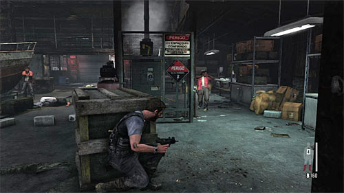 Just after the landing hide behind the chest or any other good cover and fire at remaining enemies, guarding both left and right flank - Chapter V - p. 2 - Walkthrough - Max Payne 3 - Game Guide and Walkthrough