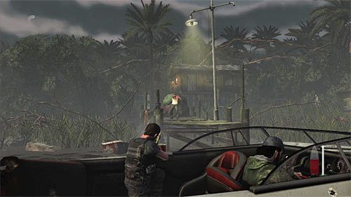 After reaching the village and receiving the message about compulsory stop, focus on destroying grenades, but also eliminate people standing on the shore - Chapter V - p. 4 - Walkthrough - Max Payne 3 - Game Guide and Walkthrough