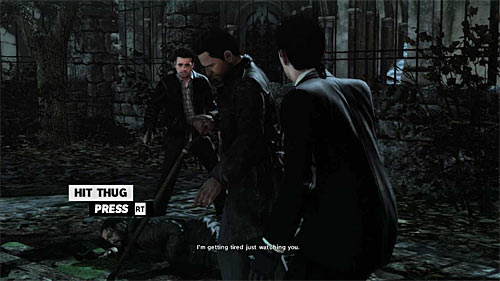 After receiving the proper information (screen) quickly press the right trigger to attack the thugs with the shovel - Chapter VIII - p. 3 - Walkthrough - Max Payne 3 - Game Guide and Walkthrough