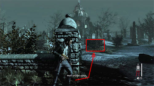 Wait until Raul starts distract the sniper at run to the right tombstone marked on the screen - Chapter VIII - p. 2 - Walkthrough - Max Payne 3 - Game Guide and Walkthrough