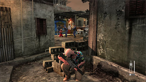 After reaching the next area, hide behind the bricks - Chapter IX - p. 2 - Walkthrough - Max Payne 3 - Game Guide and Walkthrough