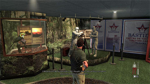 Return to the main hall on this floor and look at the exhibition (screen), what unlocks the last clue [Clue 8/8 - Visitor Center Display] - Chapter XI - p. 4 - Walkthrough - Max Payne 3 - Game Guide and Walkthrough