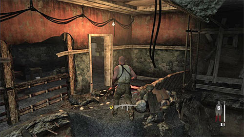 After killing them, approach the shelf in front of you and push A button to climb on it - Chapter XII - p. 1 - Walkthrough - Max Payne 3 - Game Guide and Walkthrough