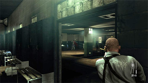 Find painkillers in the changing room and carefully approach to its exit - Chapter XIII - p. 2 - Walkthrough - Max Payne 3 - Game Guide and Walkthrough